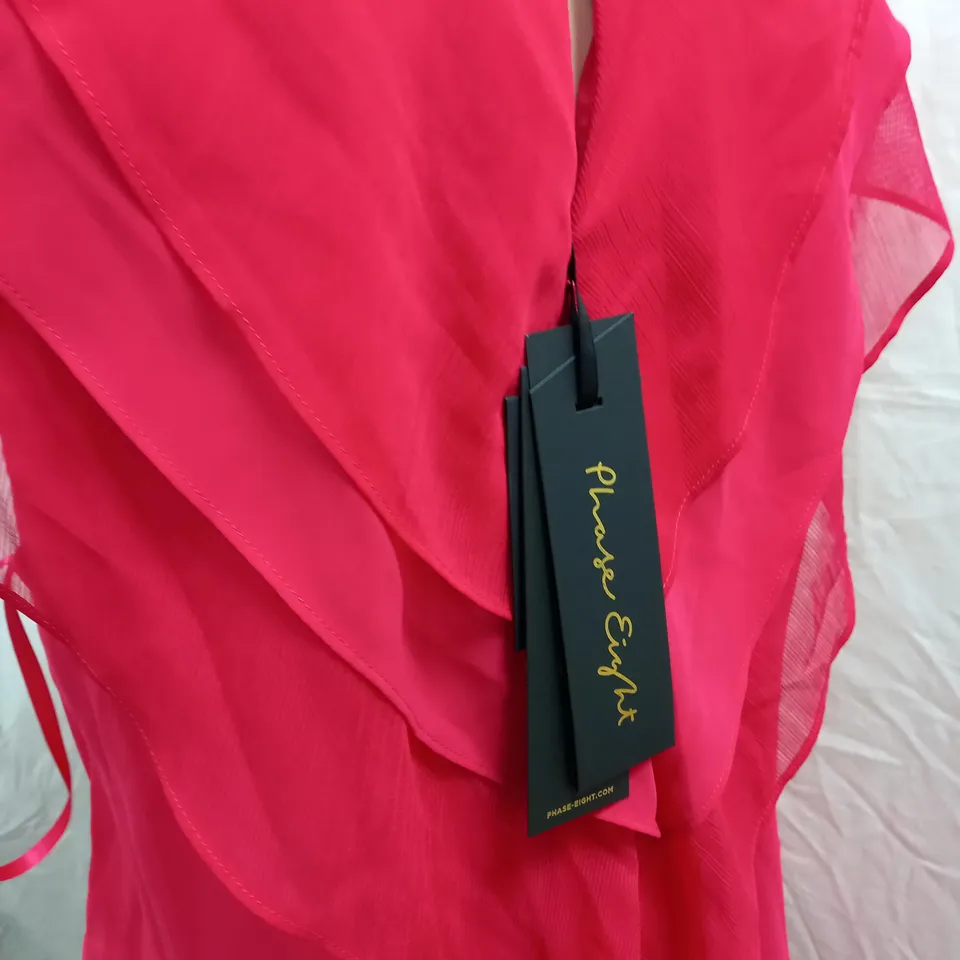 PHASE EIGHT SAGE PLEAT DRESS RASPBERRY - SIZE UK 14
