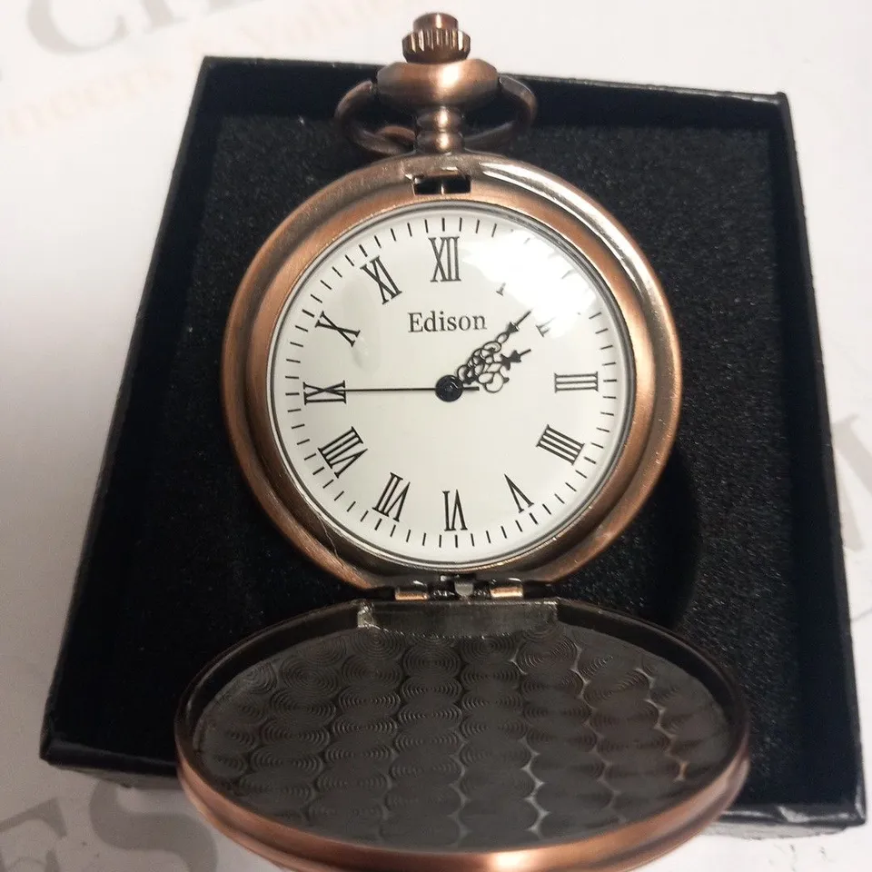 MENS EDISON POCKET WATCH WITH CHAIN – BRAND NEW IN BOX