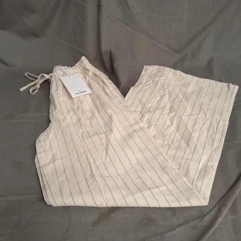 PULL & BEAR WIDE LEG STRIPE TROUSERS IN BEIGE SIZE XS