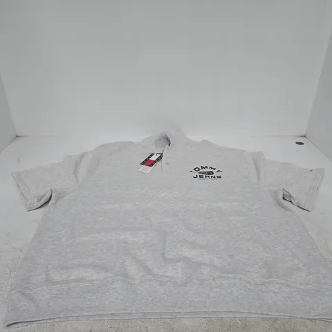 TOMMY JEANS T-SHIRT WITH COLLAR, GREY, SIZE XL
