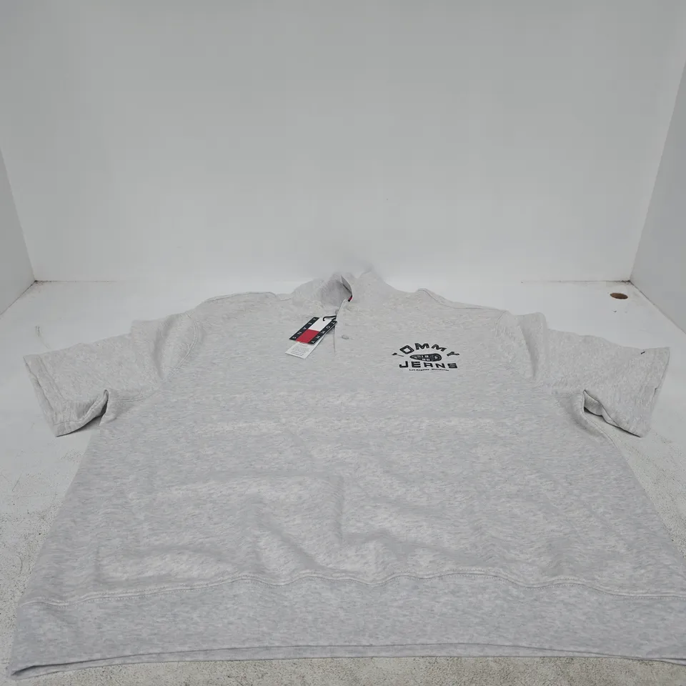 TOMMY JEANS T-SHIRT WITH COLLAR, GREY, SIZE XL