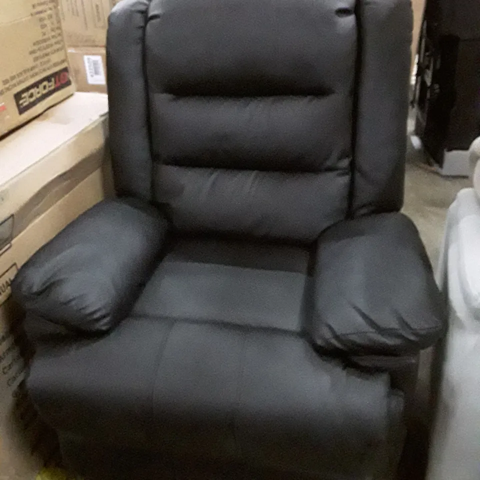DESIGNER ELECTRIC RECLINER EASY CHAIR BLACK LEATHER