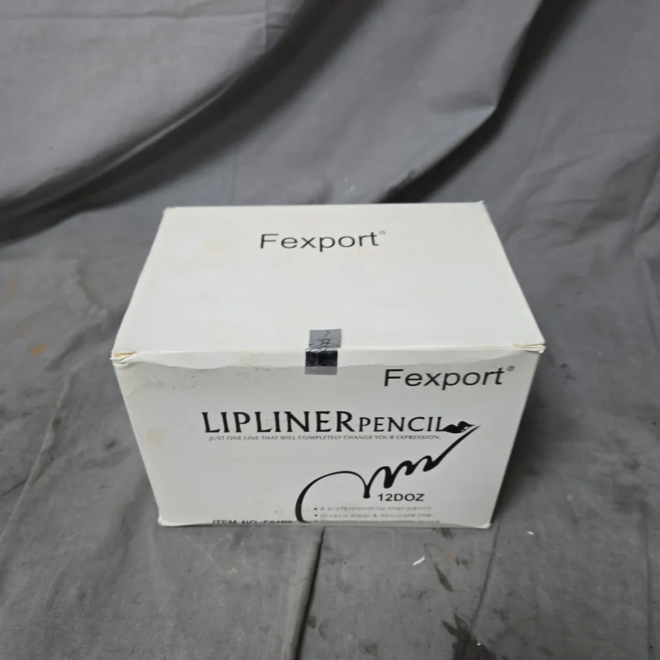 BOXED FEXPORT LIPLINER PENCIL SET – 12-PIECE ASSORTED LIP LINERS - STOCK PASSED USE BY DATE - DAMAGED BOX