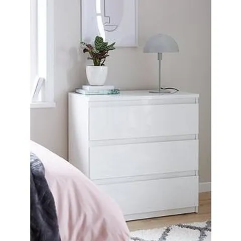 LAYTON GLOSS 3 DRAWER CHEST - WHITE - FSC® CERTIFIED