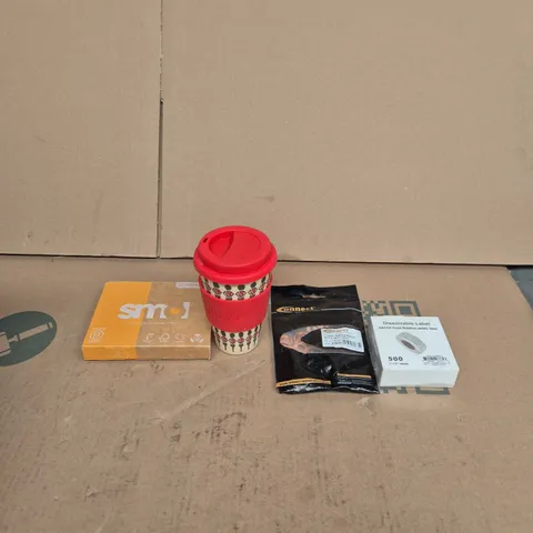 TOTE OF APPROXIMATELY 10 ASSORTED ITEMS INCLUDING DISSOLVABLE LABELS, SMOL MULTI PURPOSE SPRAY REFILLS AND WAYERSEN EAR PLUGS