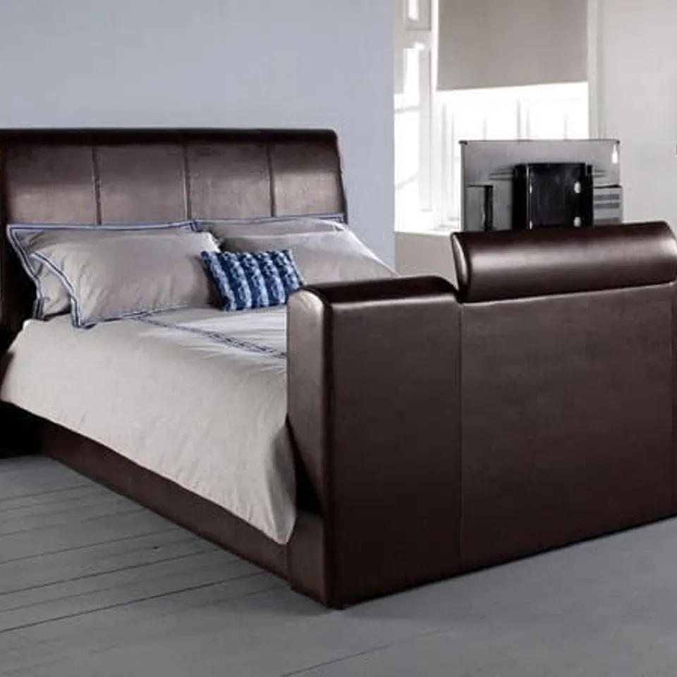 BOXED MARSEILLE 6' SUPERKING BED FRAME - BROWN (3 BOXES)