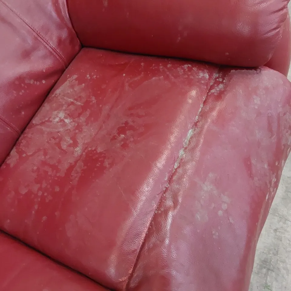 DESIGNER 2 SEATER RECLINER RED LEATHER SOFA 