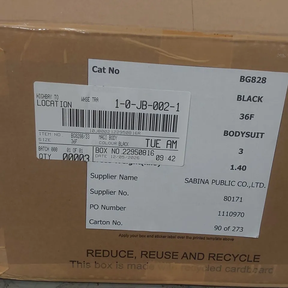 BOX CONTAINING APPROXIMATELY 3x BRAND NEW MAGISCULPT BLACK BODYSUITS - SIZE 36F