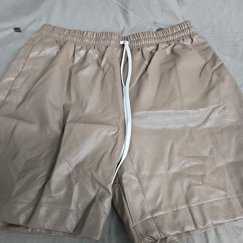 THE COUTURE CLUB AIRTEX FAUX LEATHER SHORTS – BROWN, XXL