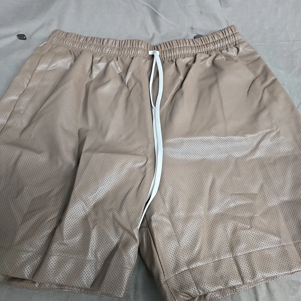 THE COUTURE CLUB AIRTEX FAUX LEATHER SHORTS – BROWN, XXL
