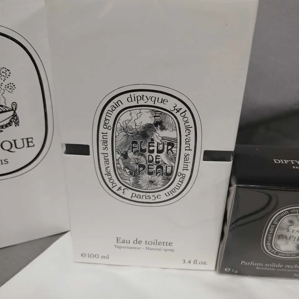 DIPTYQUE FLEUR DE PEAU EAU DE TOILETTE 100 ML & L'EAU PAPIER SOLID PERFUME – BOXED SET