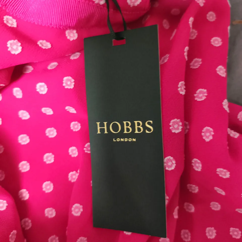HOBBS LONDON ELEANOR PINK SPOT DRESS SIZE 12