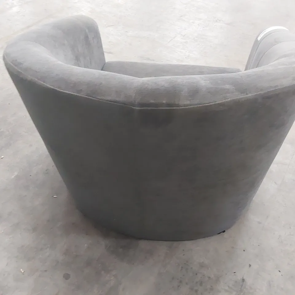 DESIGNER GREY FABRIC TUB CHAIR