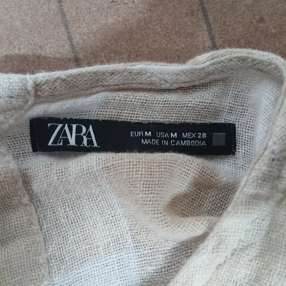 ZARA WOMEN'S CHECK LINEN BLOUSE – SIZE M