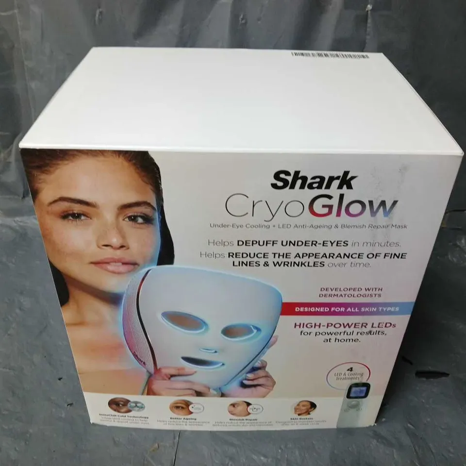 BOXED SHARK CRYOGLOW UNDER-EYE COOLING & LED MASK- BLUE FROST