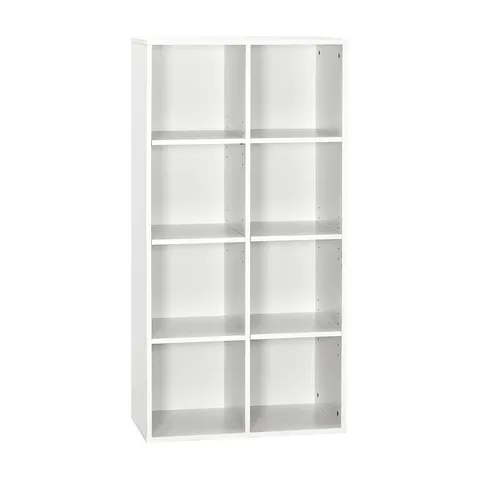 BOXED MEERVEIL CUBE STORAGE UNIT, BOOKCASE 8 CUBE WHITE BOOKSHELF FREESTANDING FOR OFFICE STUDY AND LIVING ROOM - WHITE