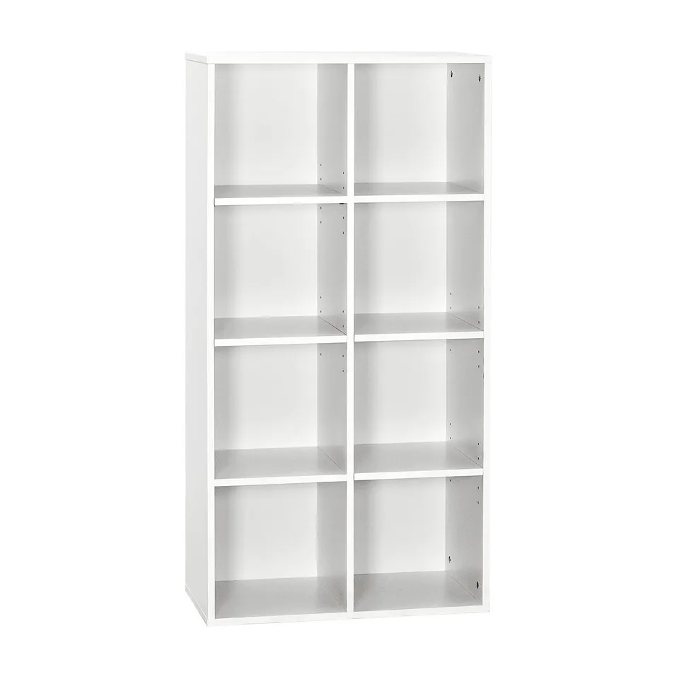 BOXED MEERVEIL CUBE STORAGE UNIT, BOOKCASE 8 CUBE WHITE BOOKSHELF FREESTANDING FOR OFFICE STUDY AND LIVING ROOM - WHITE