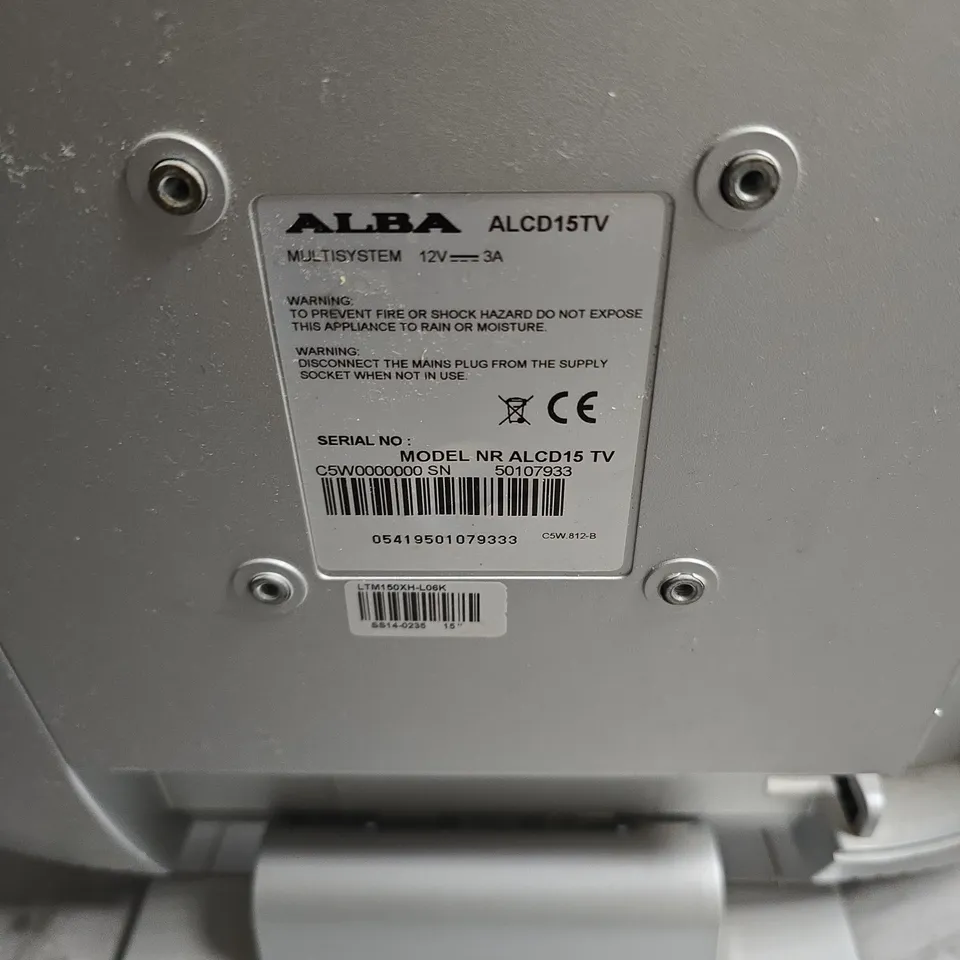 ALBA ALCD15TV MULTISYSTEM 15-INCH TELEVISION WITH STAND. NO POWER PACK INCLUDED