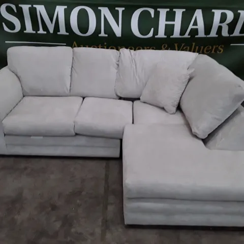 QUALITY DESIGNER CORNER SOFA - LIGHT GREY FABRIC
