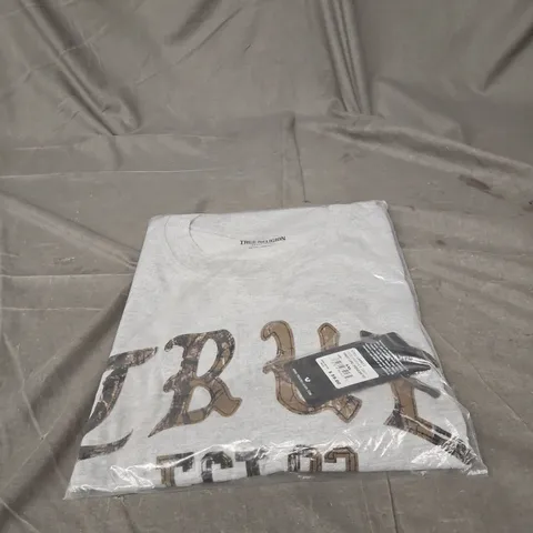 TRUE RELIGION BRAND JEANS T-SHIRT – HEATHER GREY FOREST CAMO, OVERSIZED, XXL
