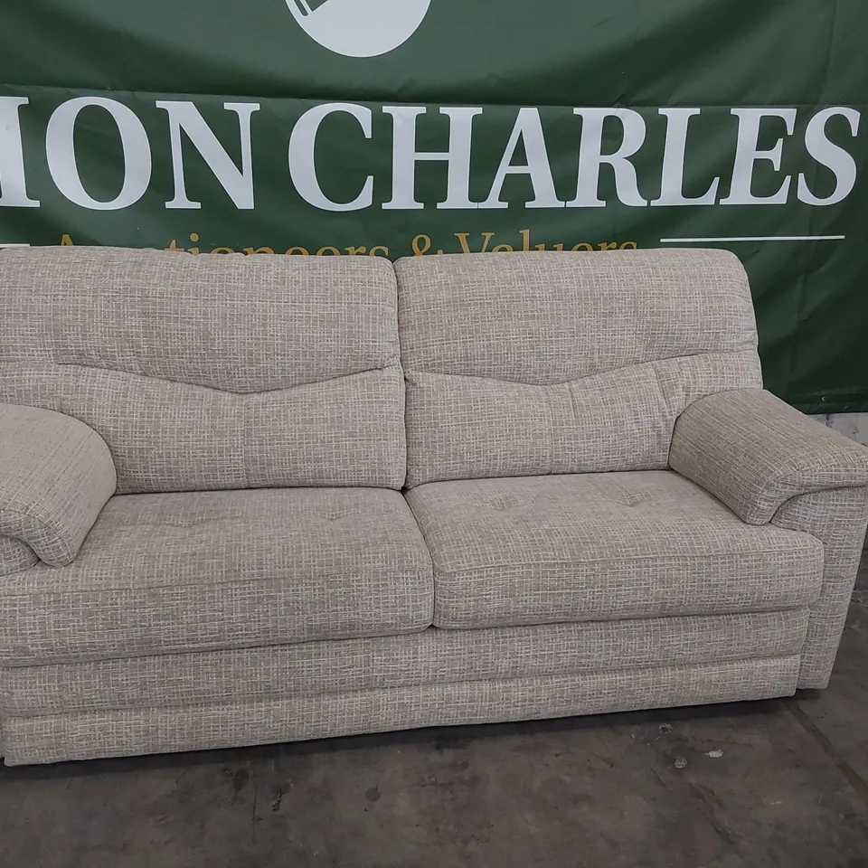 QUALITY BRITISH DESIGNER G PLAN STRATFORD THREE SEATER SOFA WAFFLE CARAMEL FABRIC 
