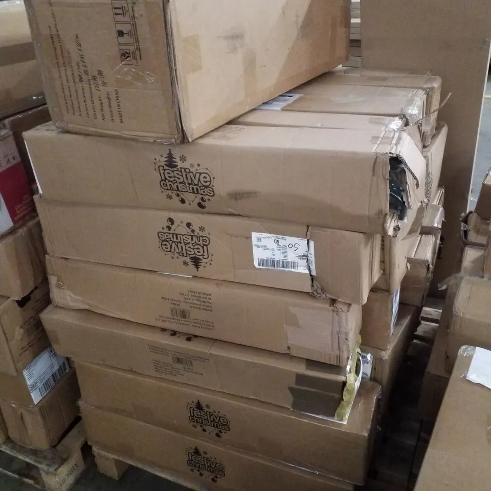 PALLET CONTAINING APPROXIMATELY 28 ASSORTED FESTIVE CHRISTMAS TREES 