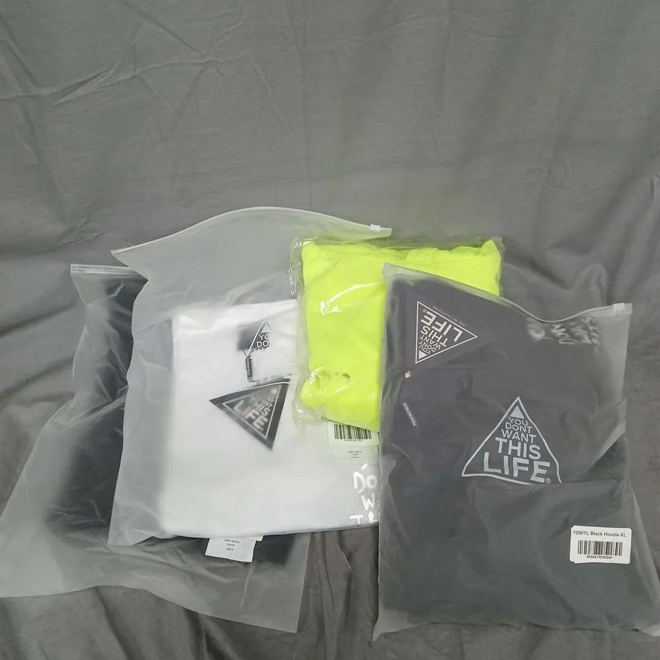 YOU DON'T WANT THIS LIFE - BOX OF APPROXIMATELY 10 ASSORTED CLOTHING ITEMS TO INCLUDE - TSHIRT - HOODIE