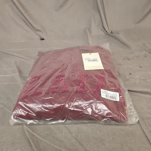 KALIA SLOGAN OVERSIZED HOODIE – DEEP BURGUNDY, UK 20
