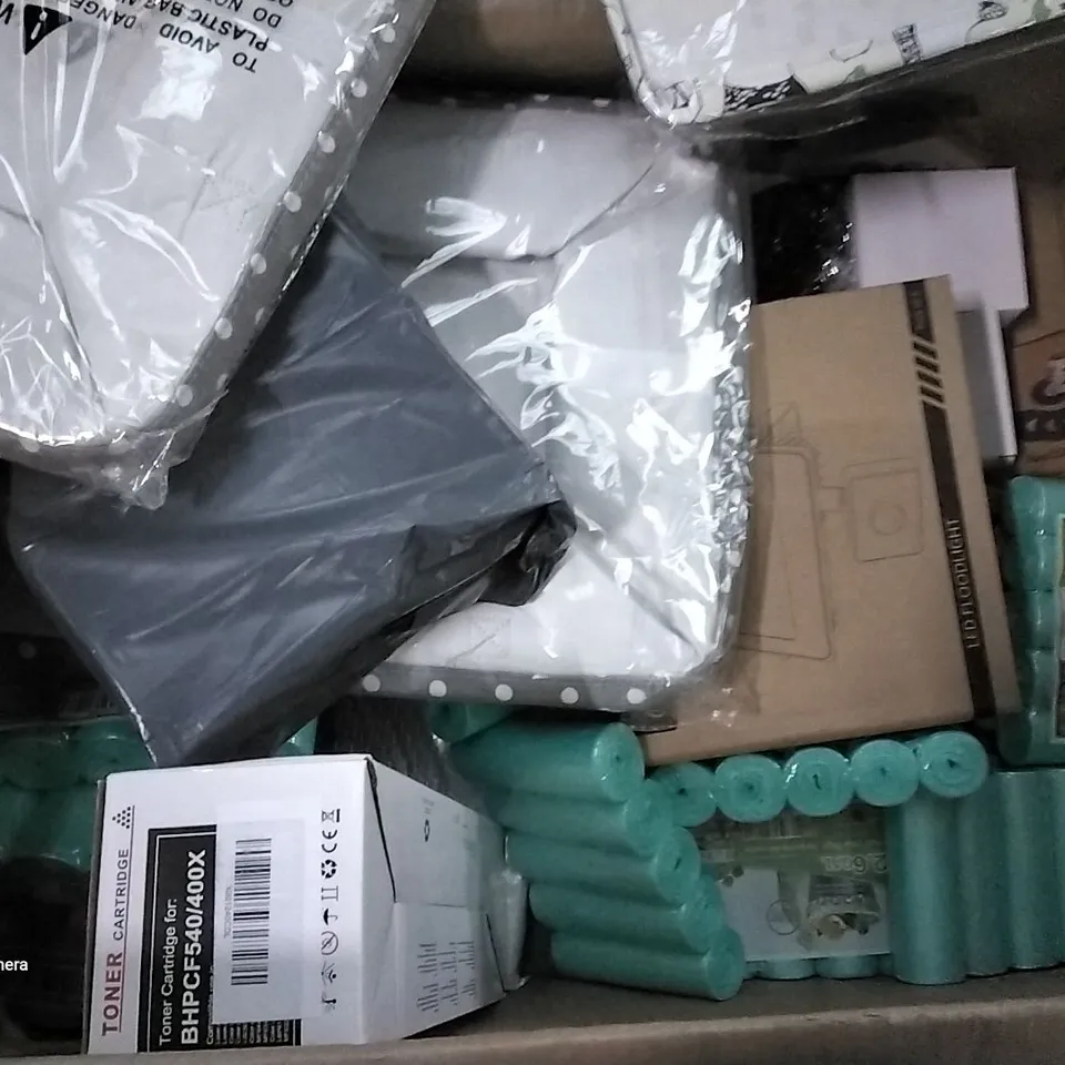 PALLET OF ASSORTED ITEMS INCLUDING VINYL COASTER, MOKO VELVET PILLOW CASE, LITTLE HOME A5 DAILY DATED PLANNER MINT GREEN, ANECO VINYL TRANSFER TAPE, SMAL,TRASH BAGS, SEA TEAMS PANDA BAG