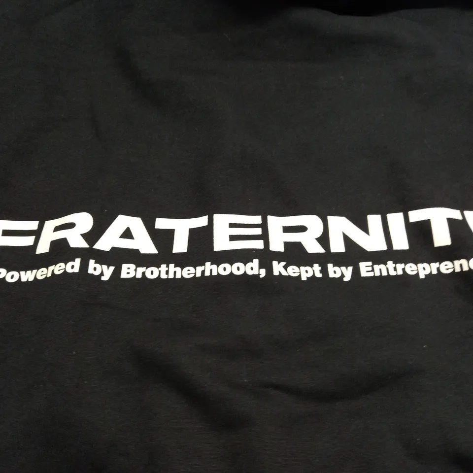FRATERNITE BLACK ZIP THROUGH HOODIE - SIZE UNSPECIFIED