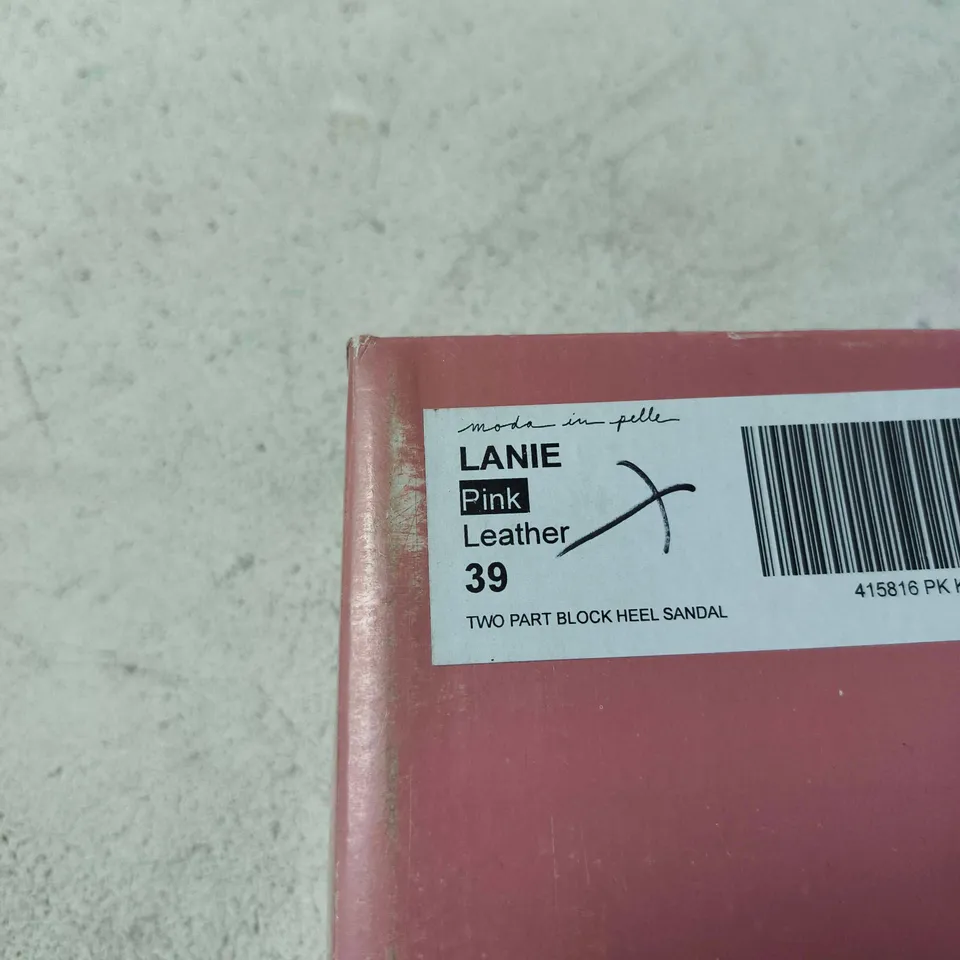 MODA IN PELLE LANIE PINK LEATHER TWO-PART BLOCK HEEL SANDALS – UK 6 (EU 39)