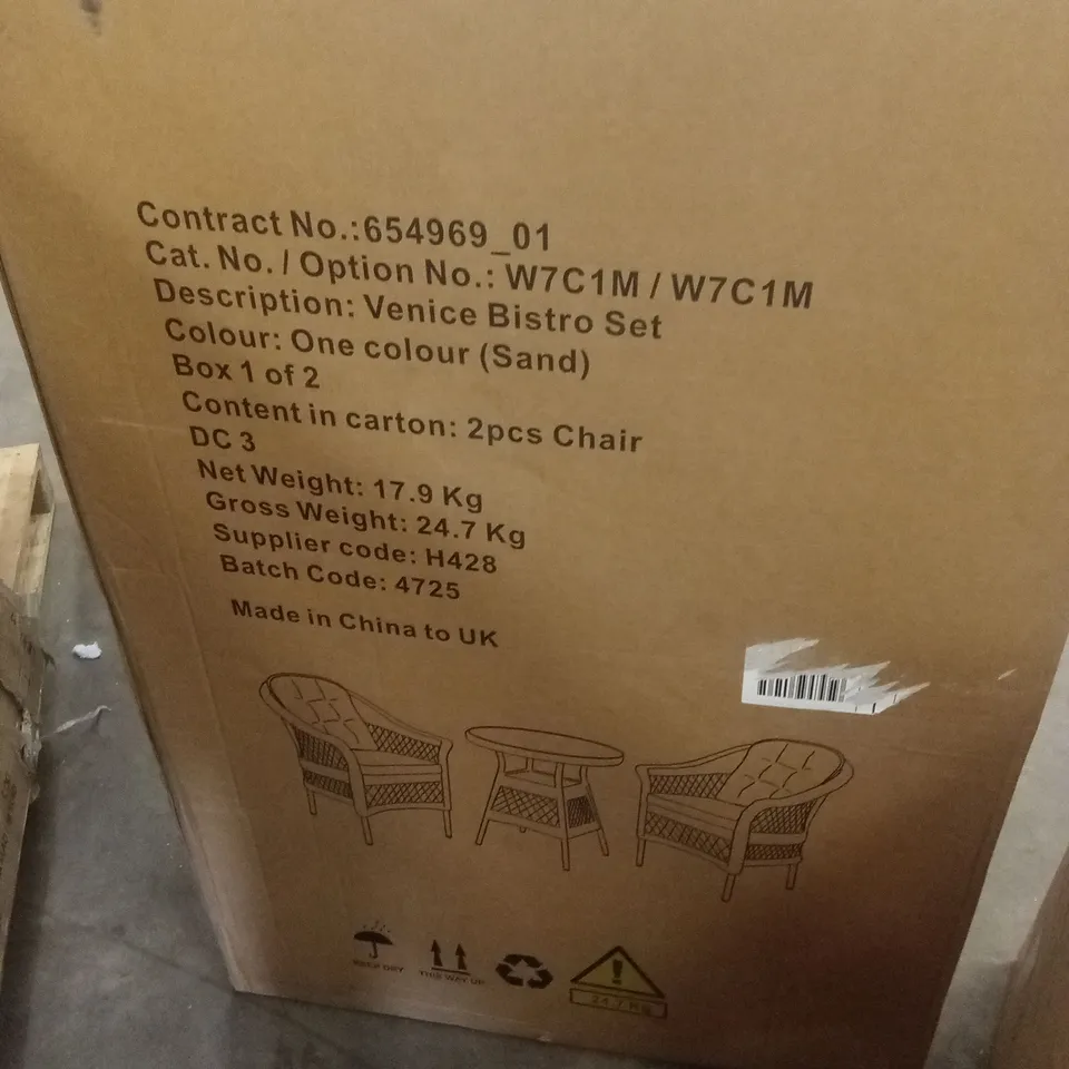 BOXED SET OF 2 VENICE BISTRO GARDEN CHAIRS - SAND // CHAIRS ONLY (1 BOX)