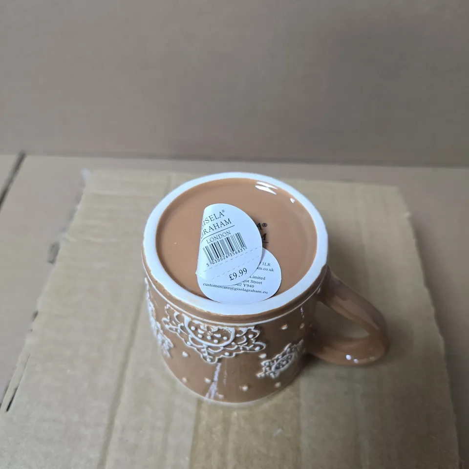 BOX OF 4 GISELA GRAHAM BROWN MUGS