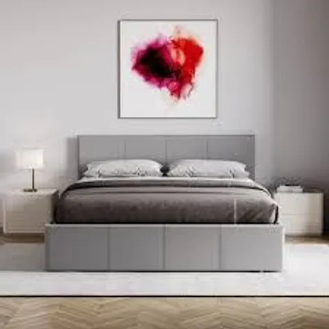 BOXED WILNA UPHOLSTERED OTTOMAN BED, UKFR CERTIFIED - GREY // SIZE: DOUBLE (3 BOXES)