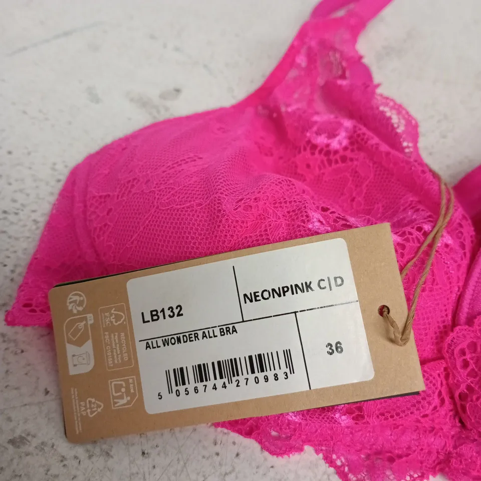 LEMONADE DOLLS NEON PINK LACE BRA – UK 36