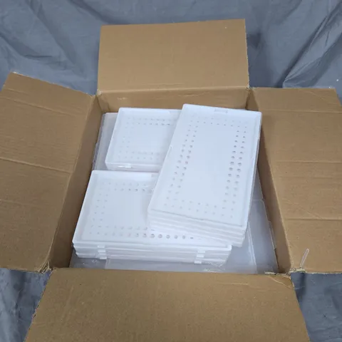STACKABLE SHOE BOX STORAGE SYSTEM - WHITE PERFORATED TRAYS WITH INSTRUCTION SHEET