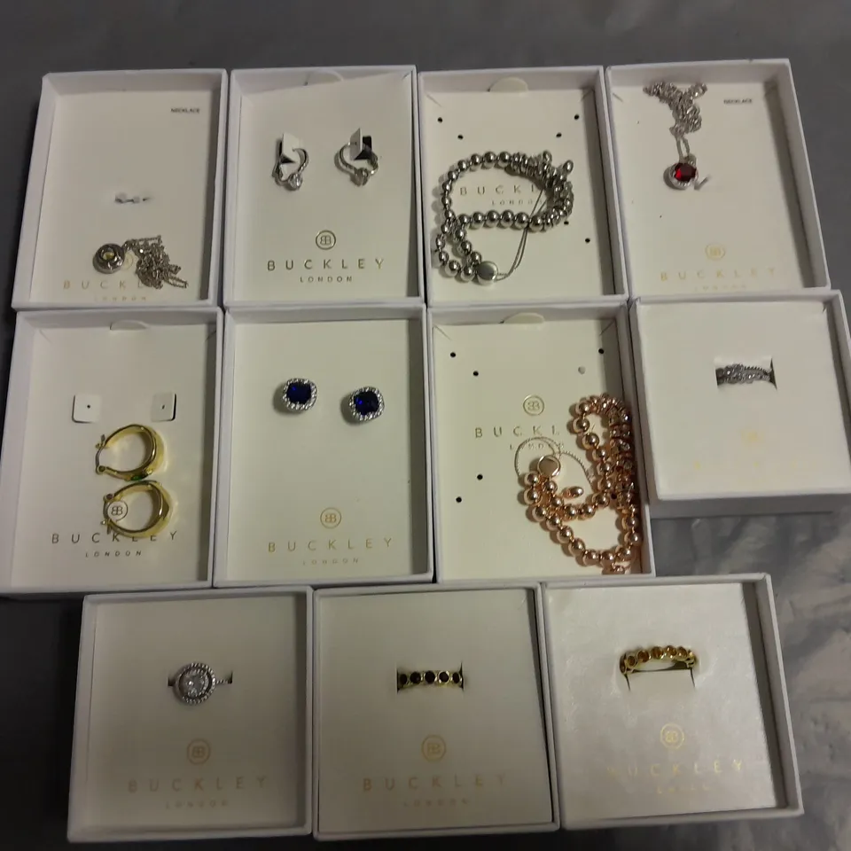 LOT OF 11 ASSORTED BOXED BUCKLEY LONDON JEWELLERY ITEMS