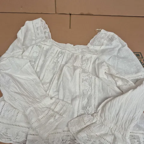 NOBODY'S CHILD VANILLA LACE BLOUSE – WHITE, UK 12 