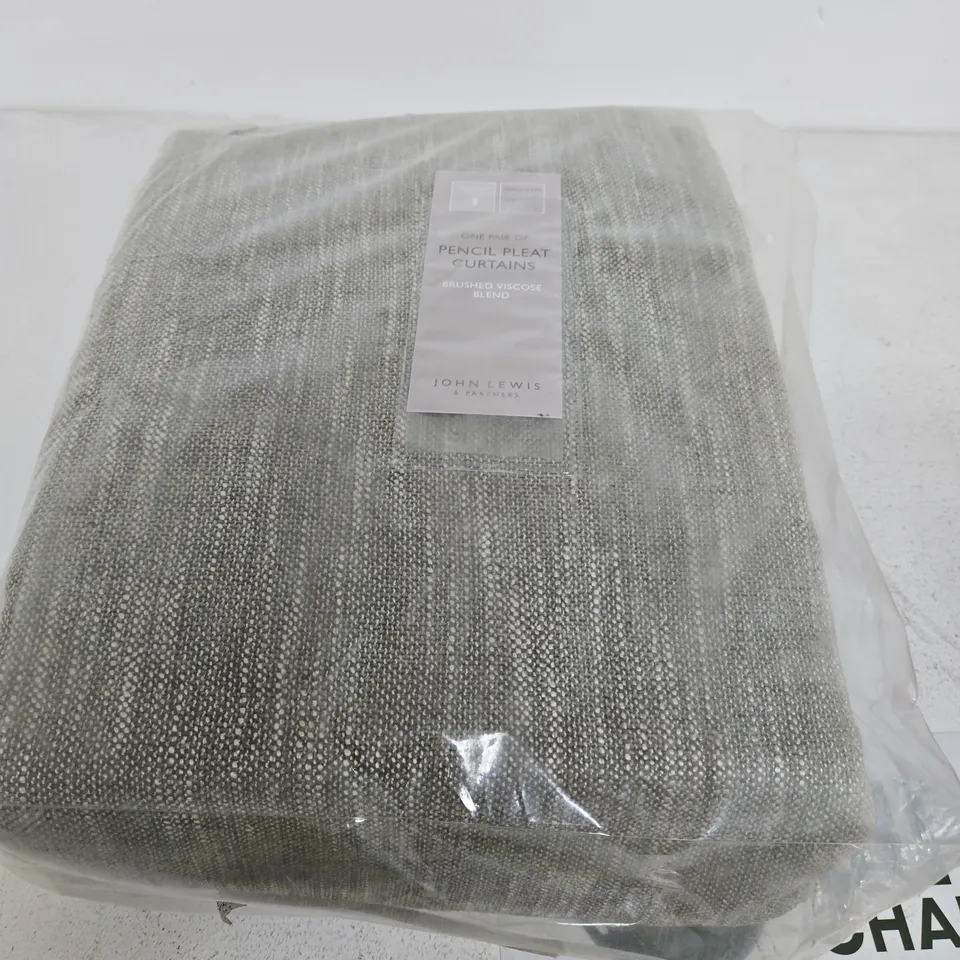 JOHN LEWIS & PARTNERS PENCIL PLEAT CURTAINS – BRUSHED VISCOSE BLEND, BLACKOUT LINING, 167CM W X 182CM DROP