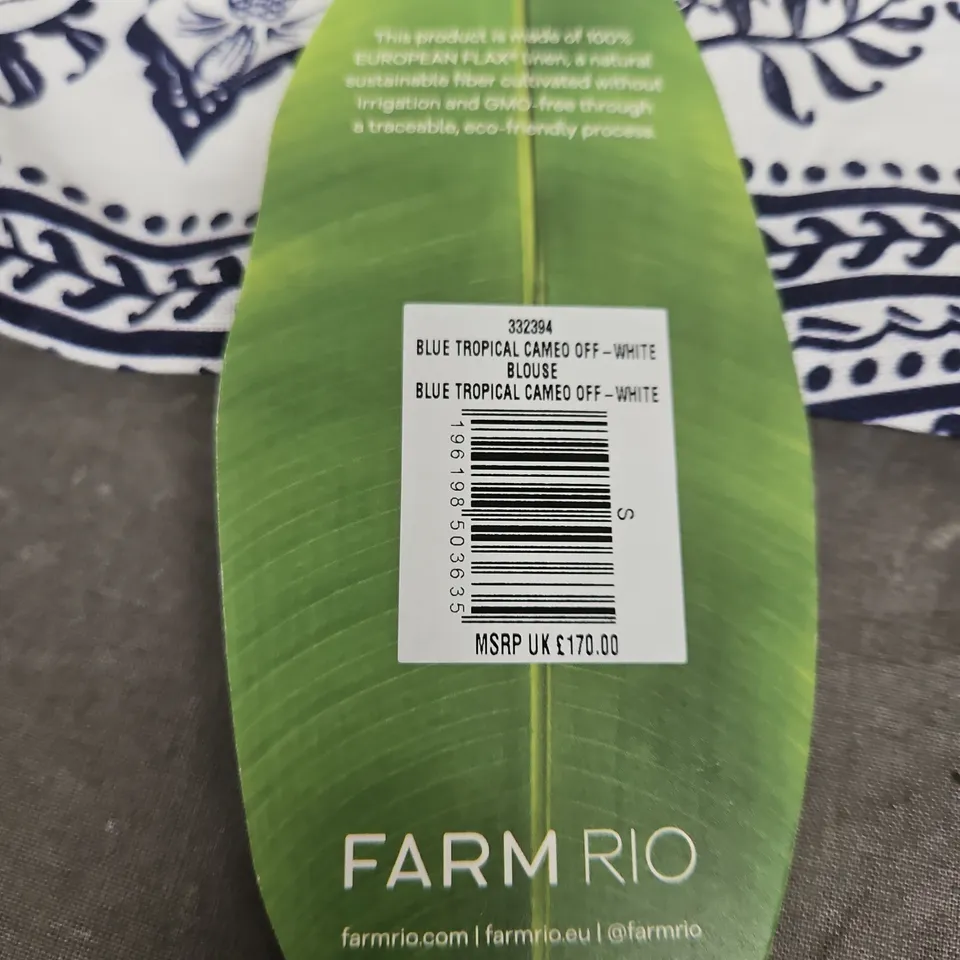 FARM RIO BLUE TROPICAL BLOUSE - SMALL