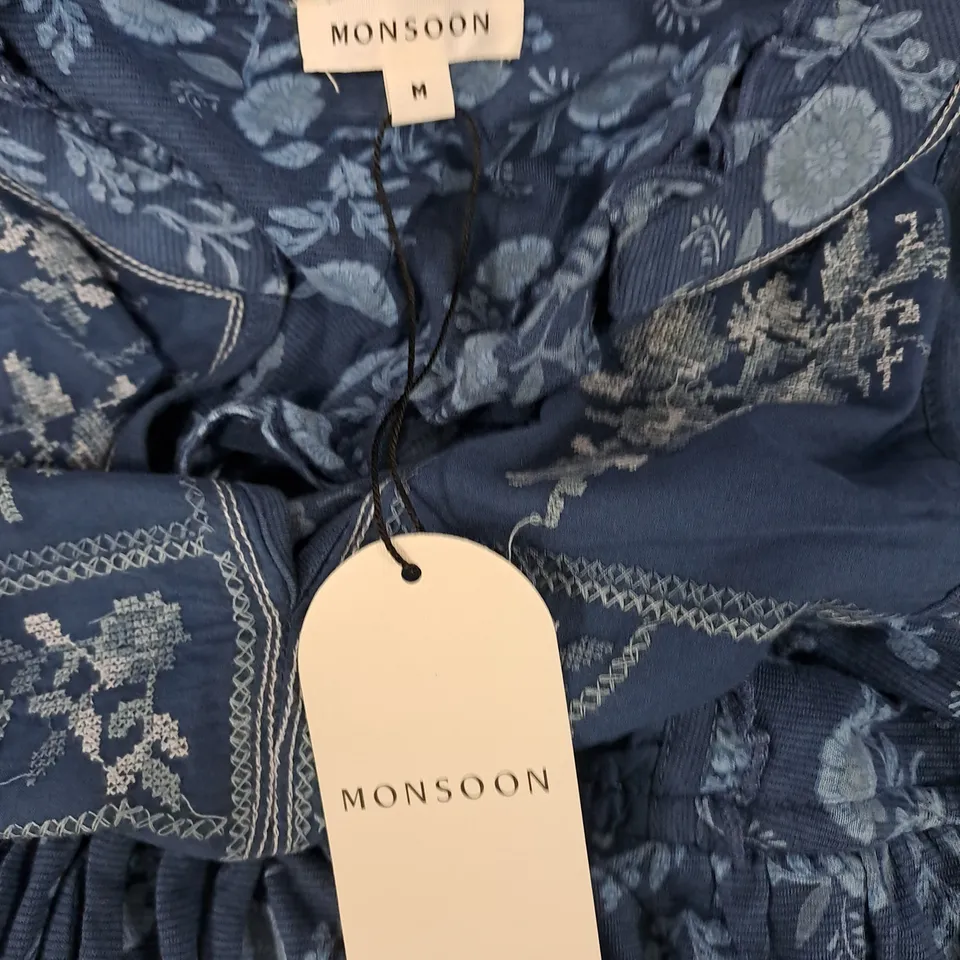 MONSOON WOMEN'S BLUE FLORAL DRESS, SIZE M