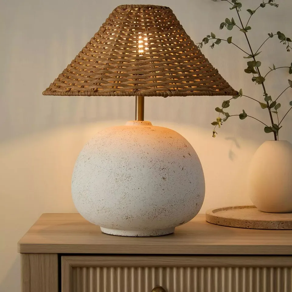 MICHELLE KEEGAN HOME SMALL RATTAN TABLE LAMP
