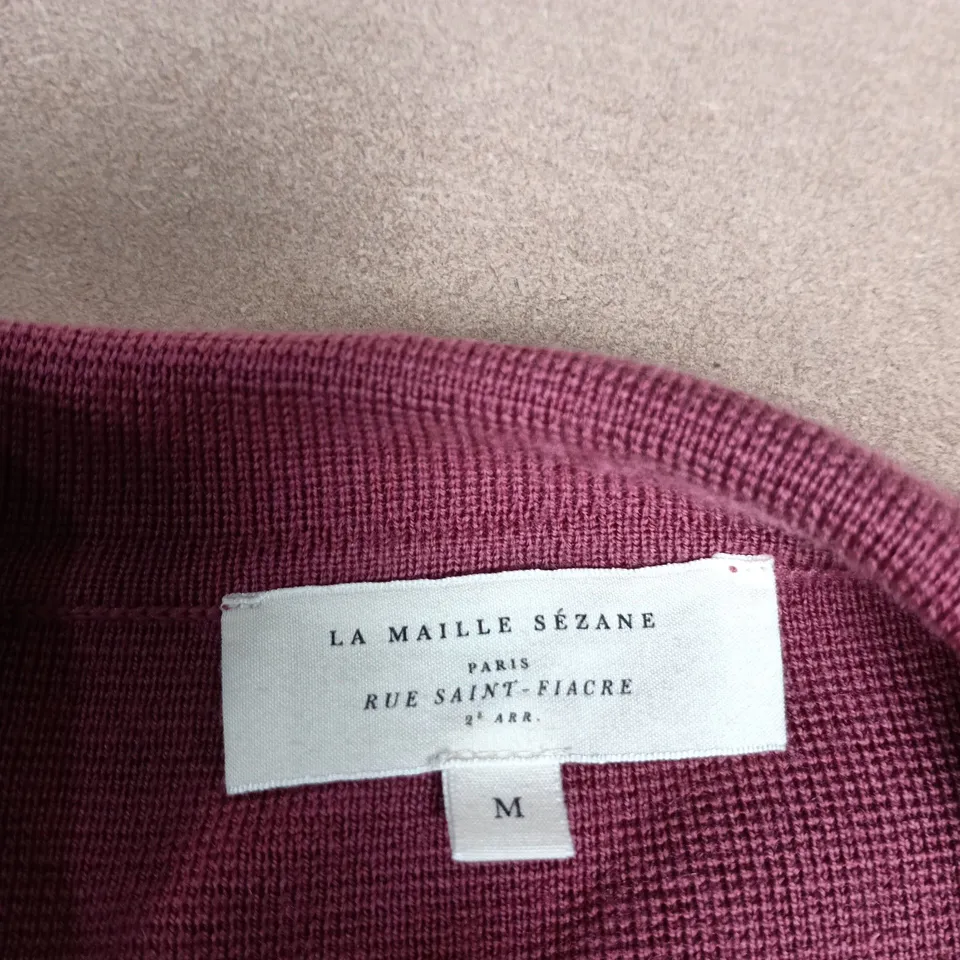 LA MAILLE SÉZANE PARIS CARDIGAN – MAUVE KNIT WITH FRONT POCKETS, SIZE M