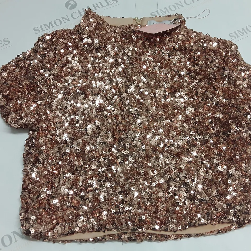 WHITE ICEY SEQUIN SHIRT - SIZE SMALL