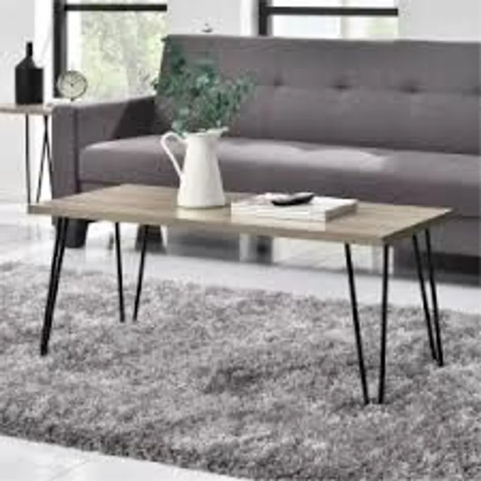 BOXED OWEN RETRO COFFEE TABLE - RUSTIC OAK