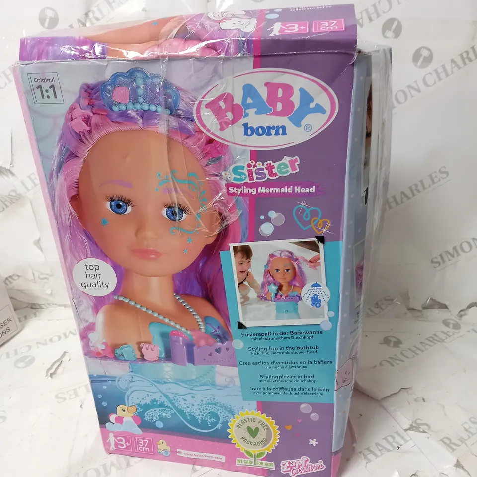 BOXED BABY BORN SISTER STYLING MERMAID HEAD RRP £39.99