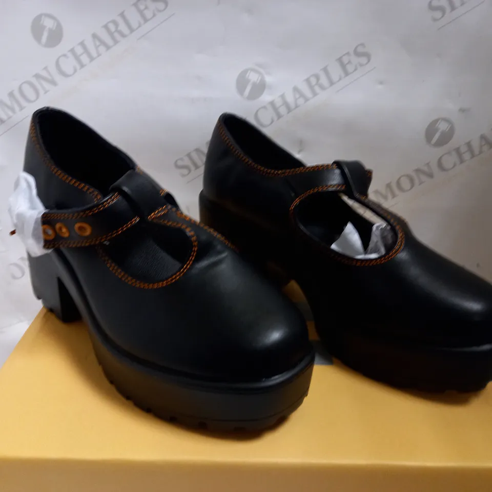 KOI VEGAN TOZO ORANGE STITCH MARY JANES - SIZE 3