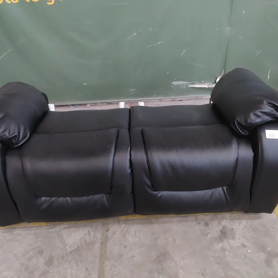  MANUAL RECLINING TWO SEATER SOFA BASE BLACK LEATHER 