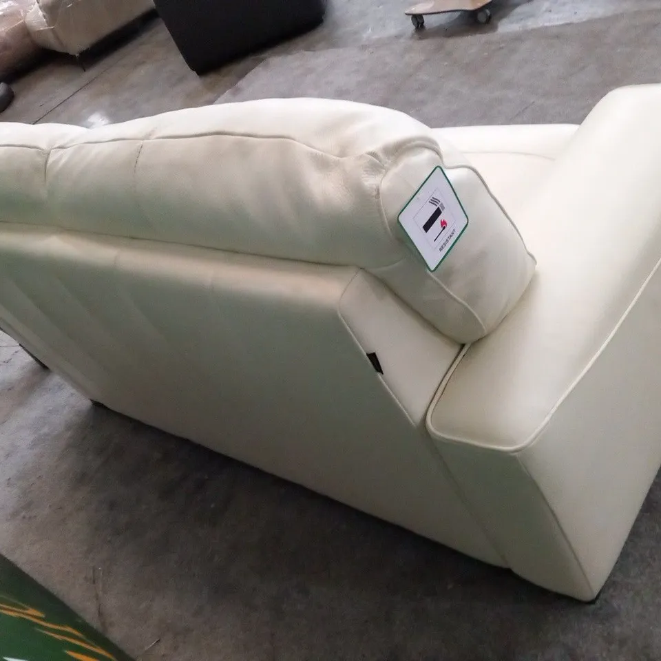 DESIGNER ITALIAN MADE SELVA CREAM LEATHER TWO SEATER SOFA