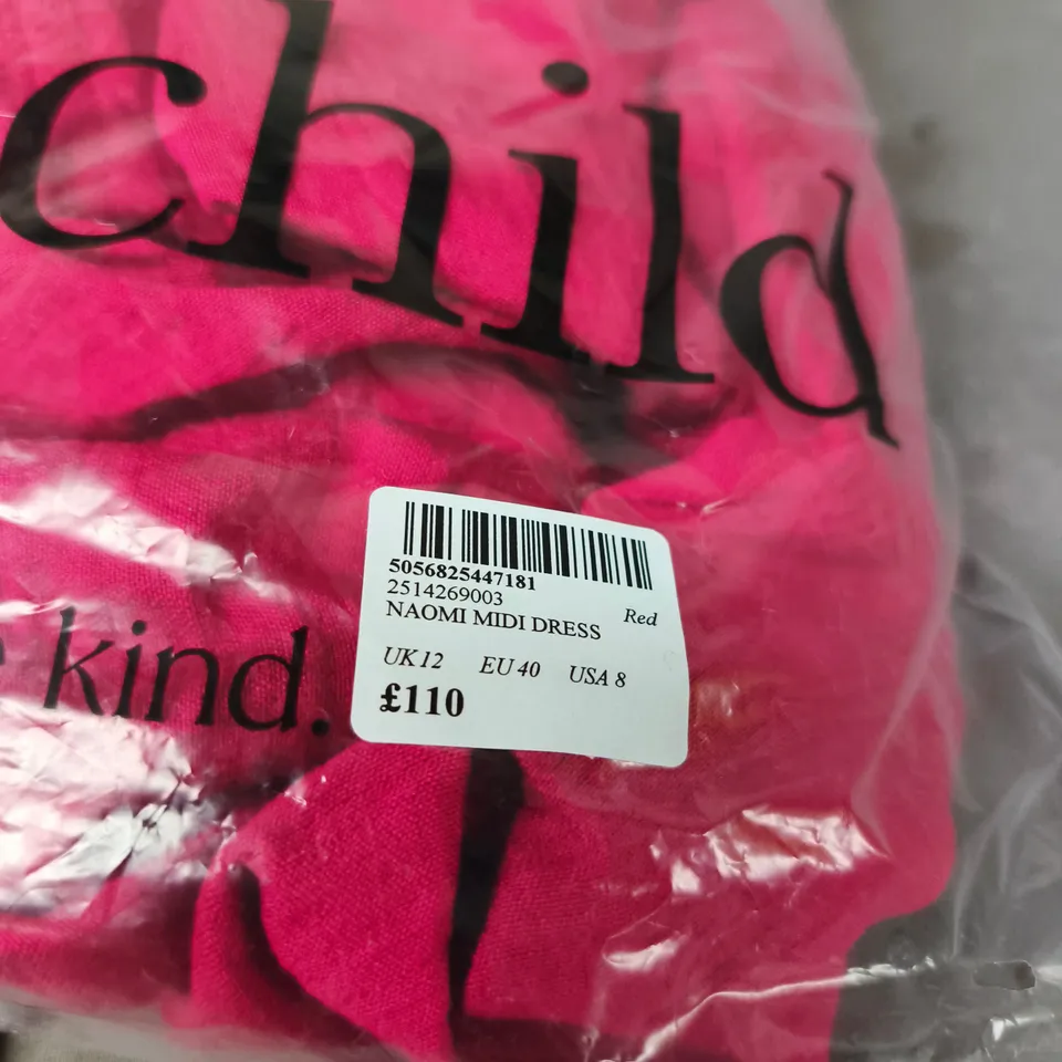 NOBODYS CHILD RED NAOMI MIDI DRESS UK 12  RRP £110